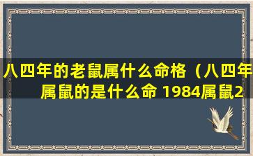 八四年的老鼠属什么命格（八四年属鼠的是什么命 1984属鼠2020年运势-十二星座网）